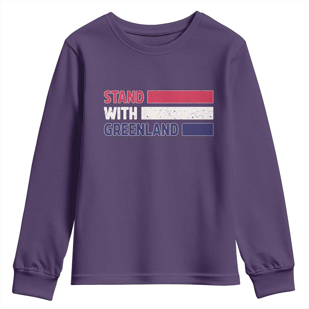 Vintage Retro Stand With Greenland Youth Sweatshirt Support Greenlander Gift