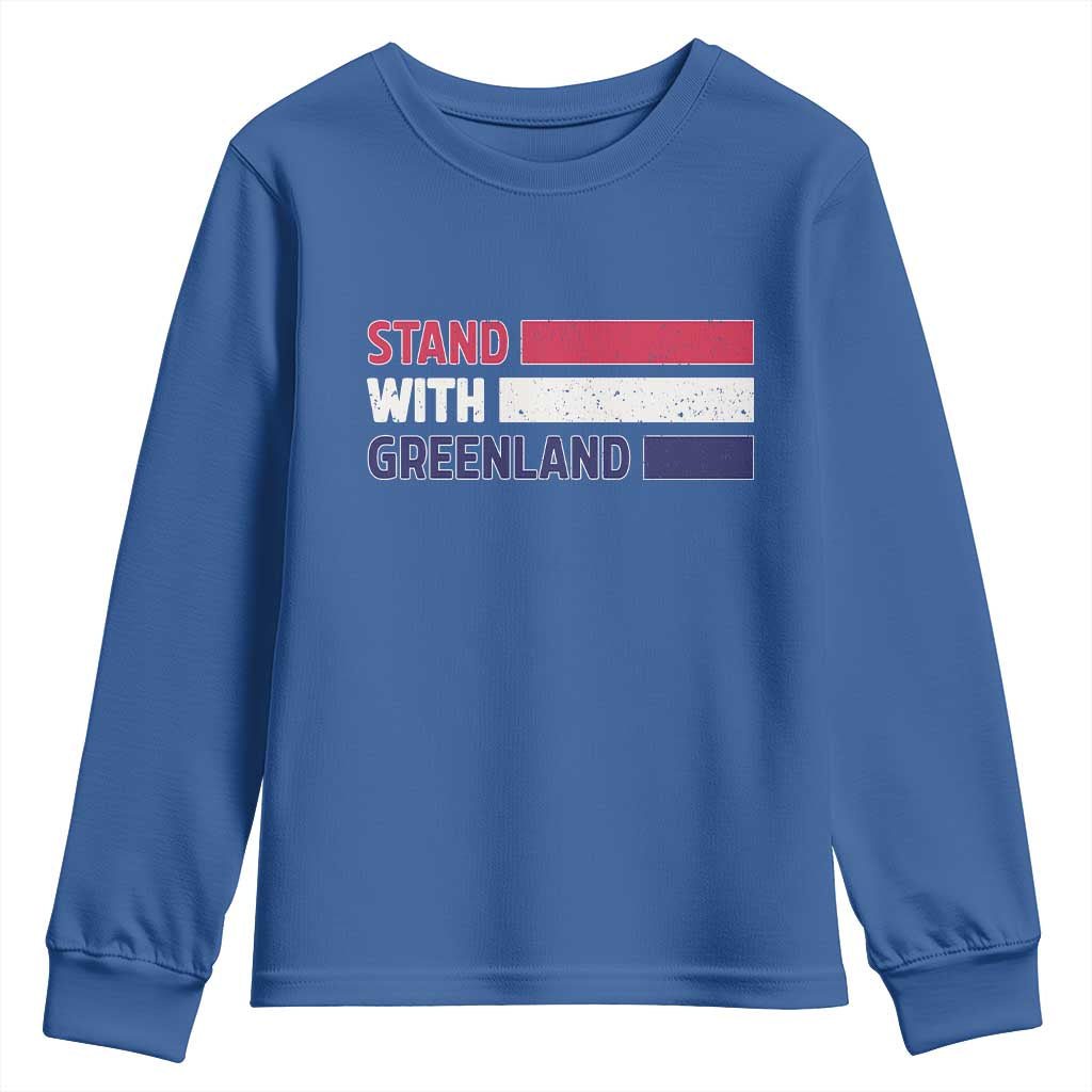 Vintage Retro Stand With Greenland Youth Sweatshirt Support Greenlander Gift