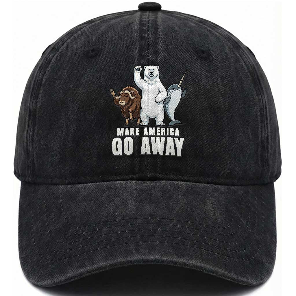 Funny Make America Go Away Washed Cotton Baseball Cap Anti Authoritarian Political Gag Gift