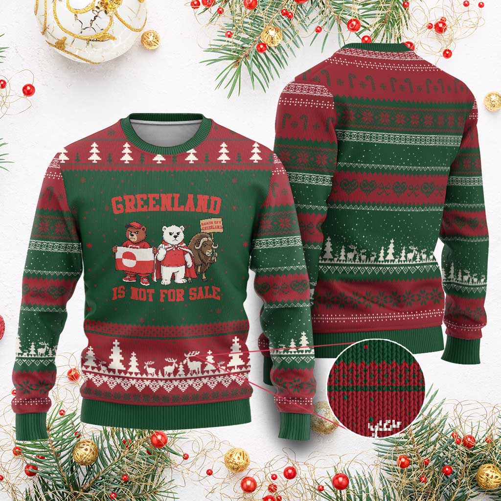 Greenland Is Not For Sale Ugly Christmas Sweater Greenland Lover Support