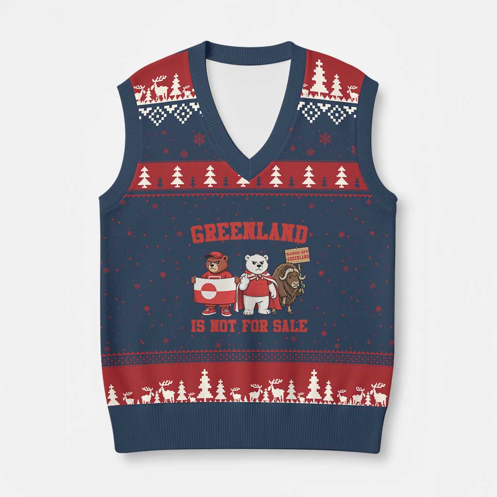 Greenland Is Not For Sale V-Neck Knit Sweater Vest Greenland Lover Support