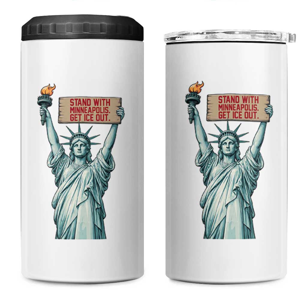 Stand With Minneapolis 4 in 1 Can Cooler Tumbler Statue Of Liberty Torch Justice Support