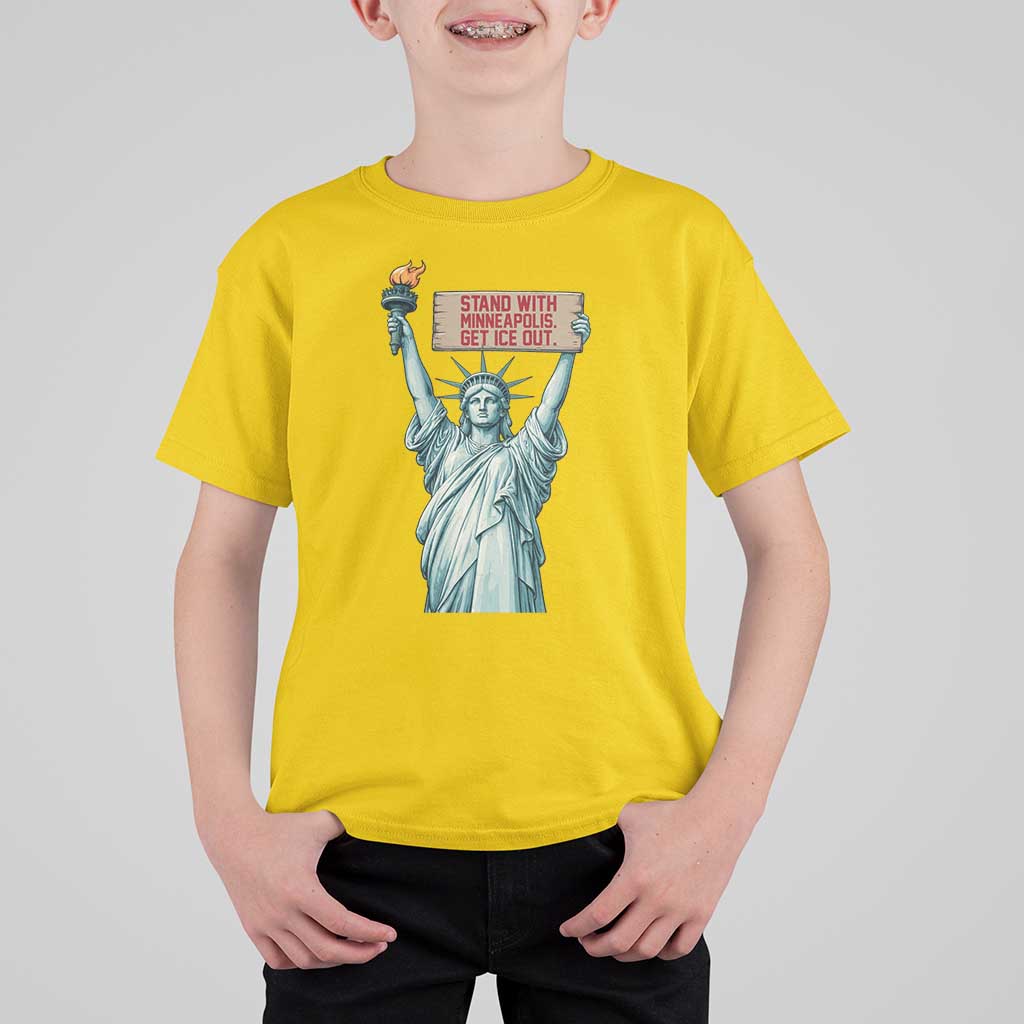 Stand With Minneapolis T Shirt For Kid Statue Of Liberty Torch Justice Support