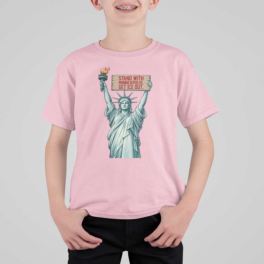 Stand With Minneapolis T Shirt For Kid Statue Of Liberty Torch Justice Support
