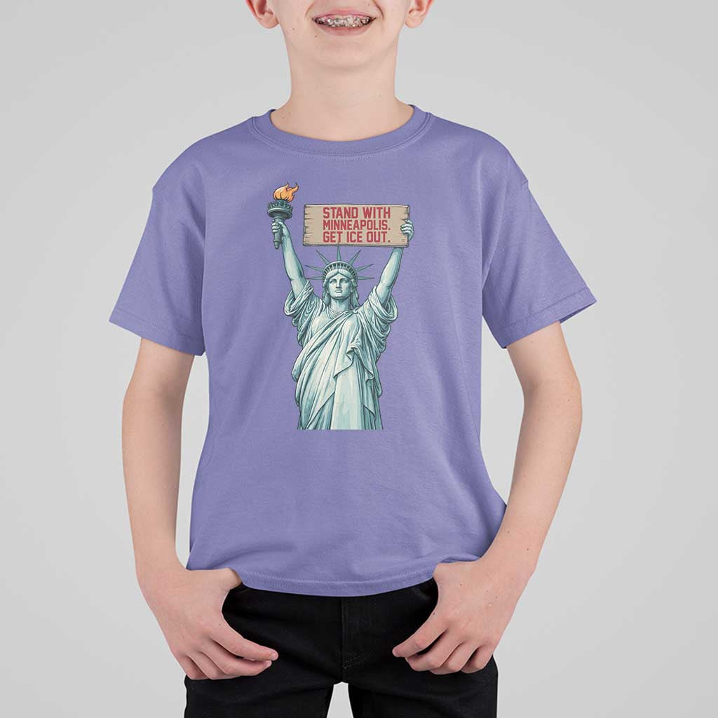 Stand With Minneapolis T Shirt For Kid Statue Of Liberty Torch Justice Support