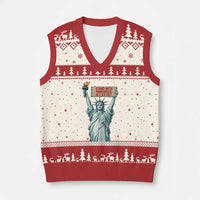 Stand With Minneapolis V-Neck Knit Sweater Vest Statue Of Liberty Torch Justice Support