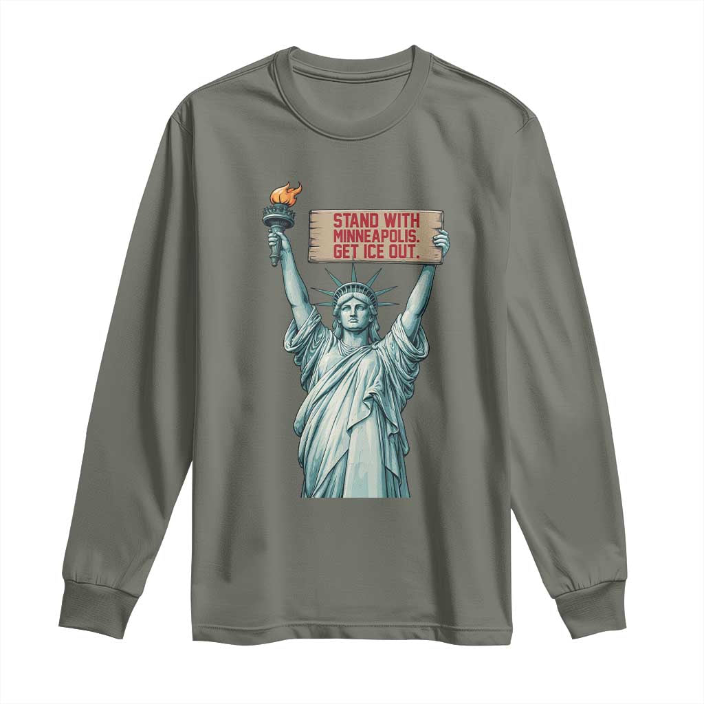Stand With Minneapolis Long Sleeve Shirt Statue Of Liberty Torch Justice Support