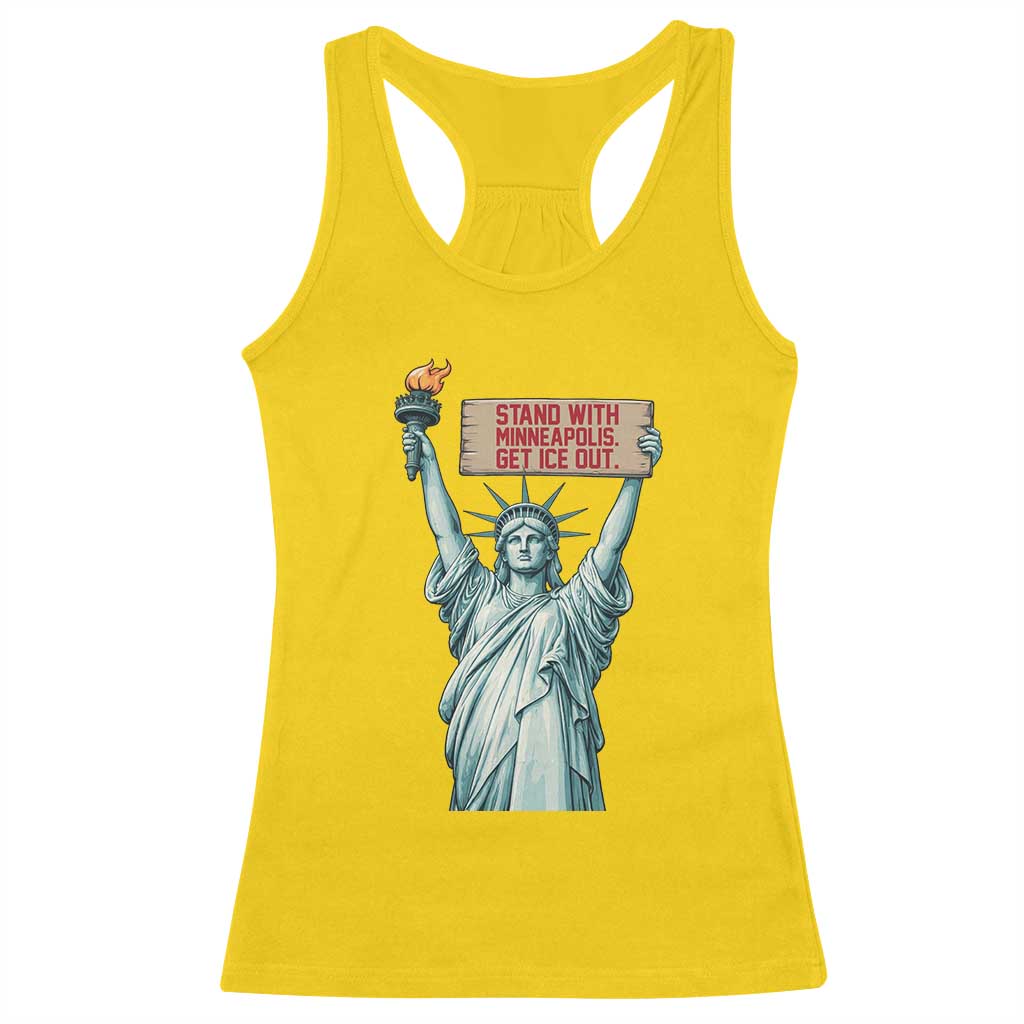 Stand With Minneapolis Racerback Tank Top Statue Of Liberty Torch Justice Support