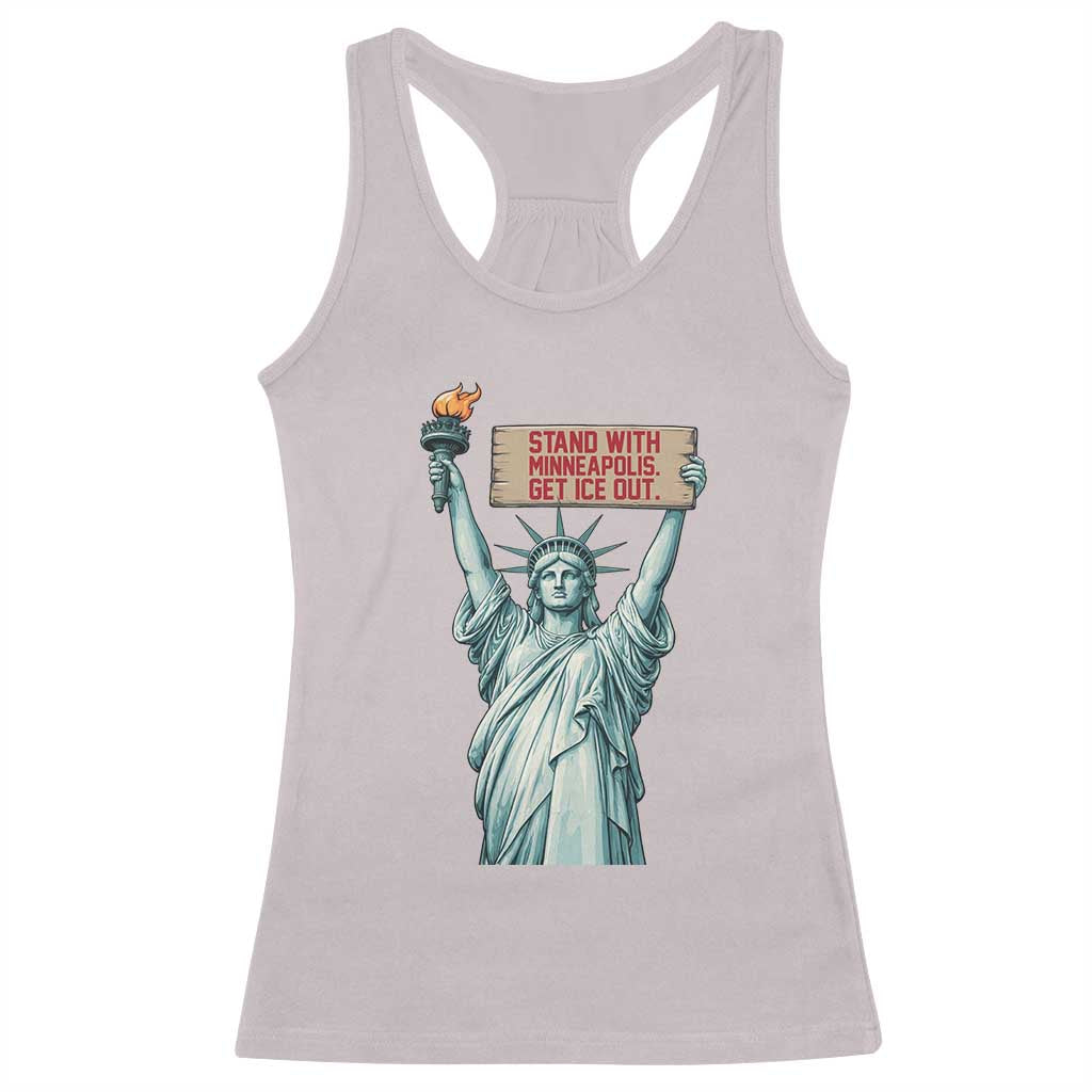 Stand With Minneapolis Racerback Tank Top Statue Of Liberty Torch Justice Support