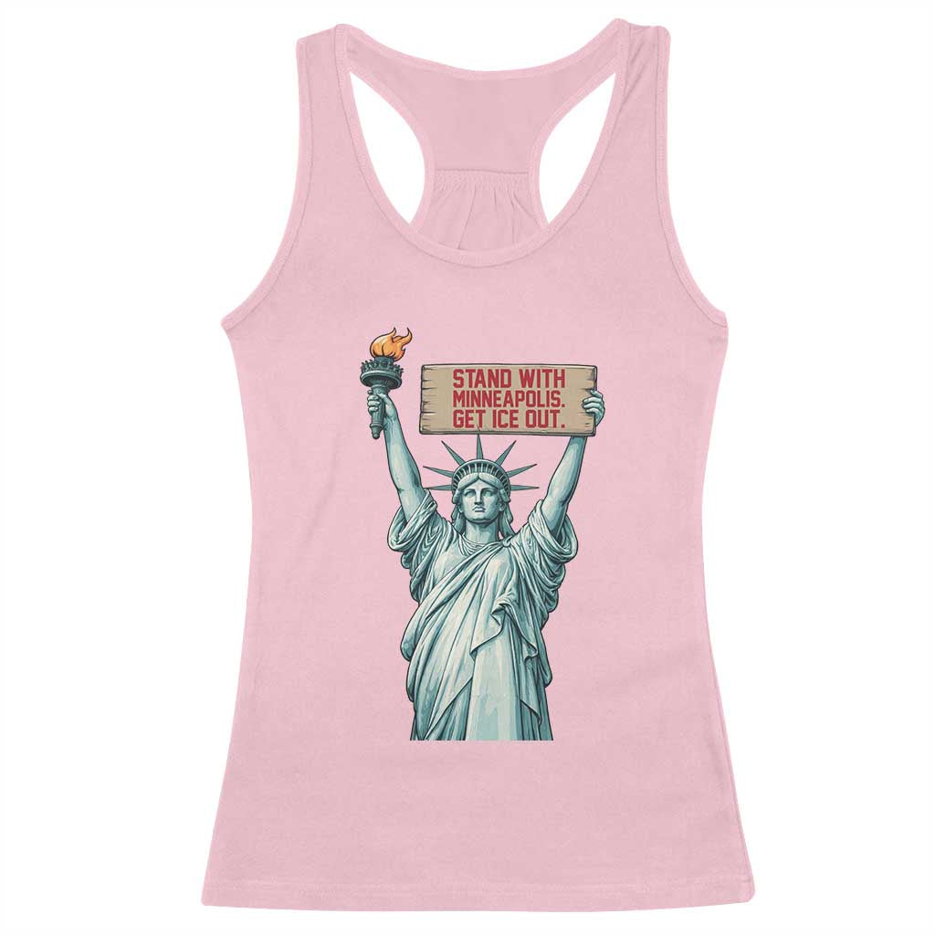 Stand With Minneapolis Racerback Tank Top Statue Of Liberty Torch Justice Support