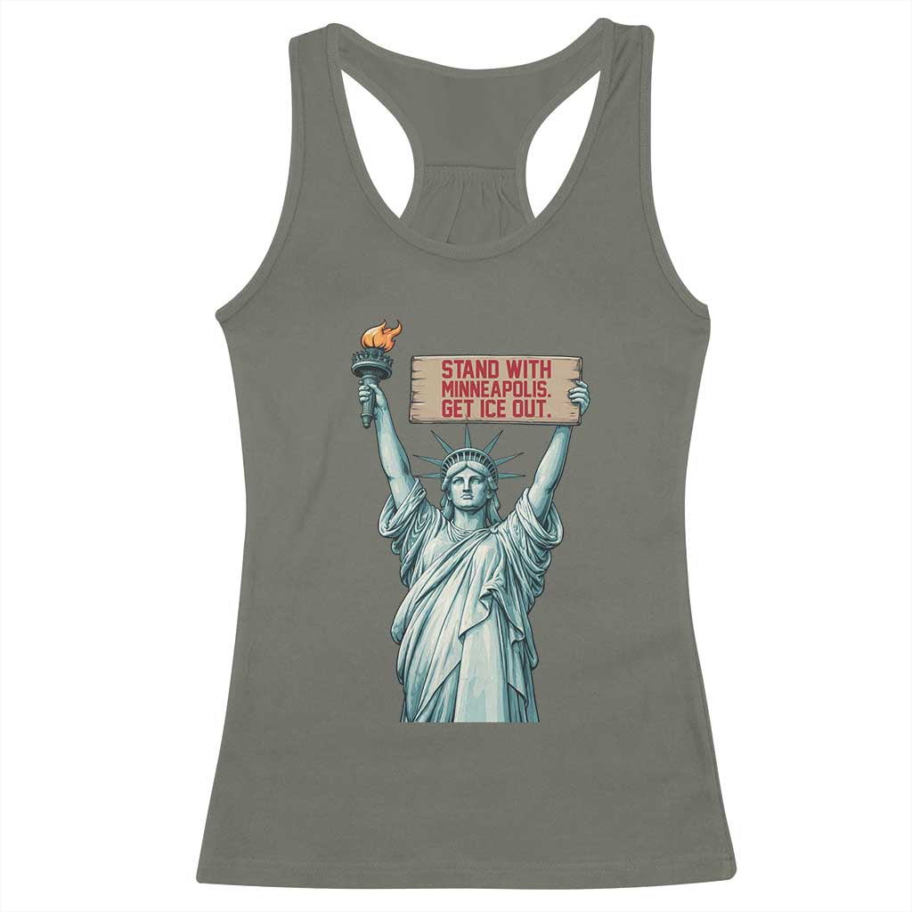 Stand With Minneapolis Racerback Tank Top Statue Of Liberty Torch Justice Support