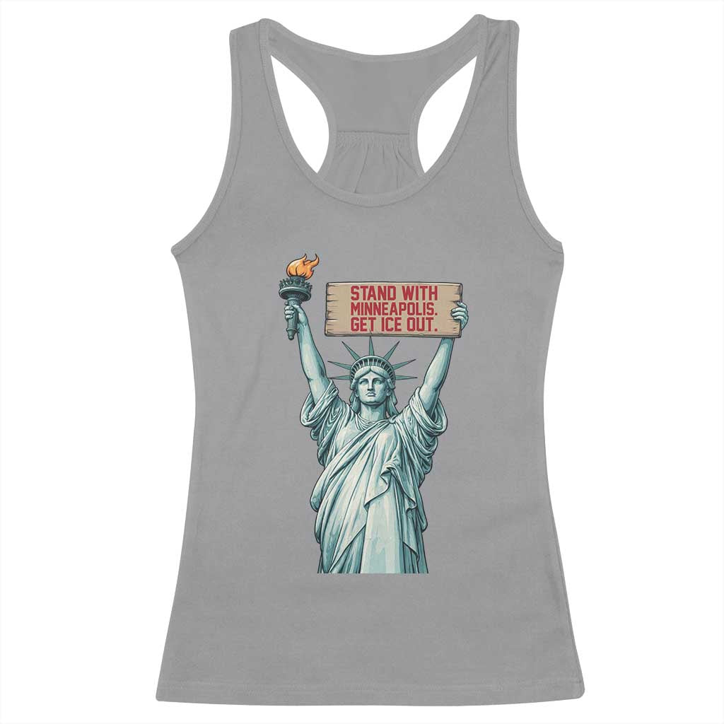Stand With Minneapolis Racerback Tank Top Statue Of Liberty Torch Justice Support