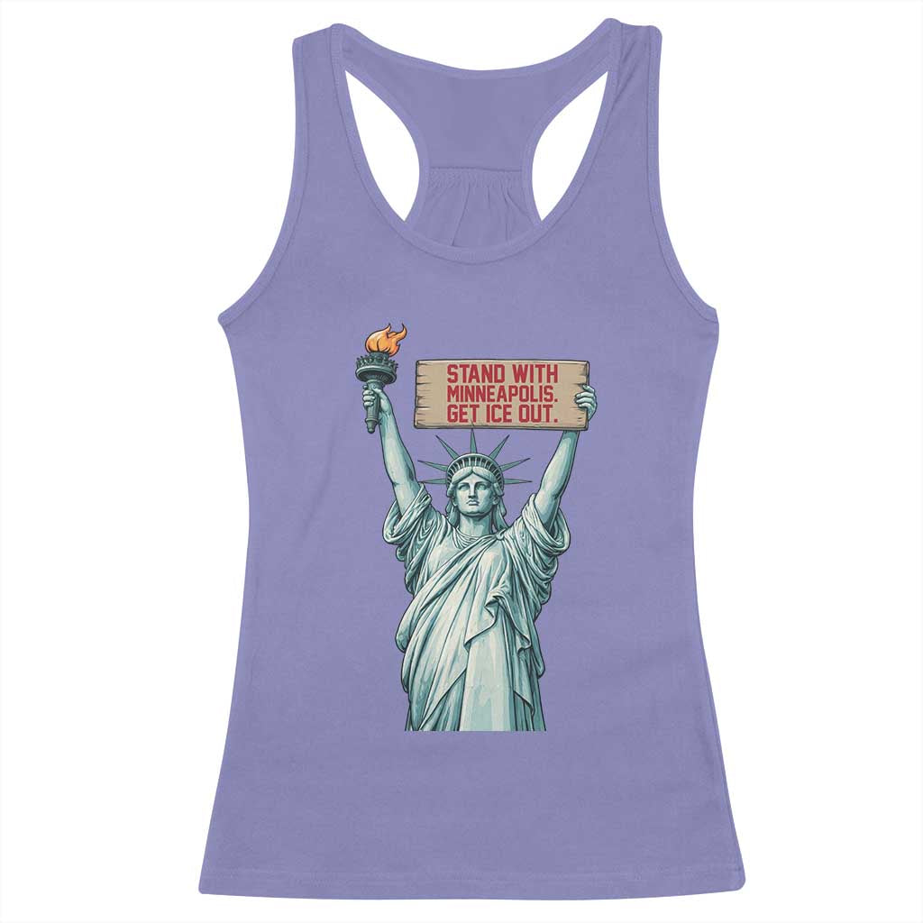 Stand With Minneapolis Racerback Tank Top Statue Of Liberty Torch Justice Support