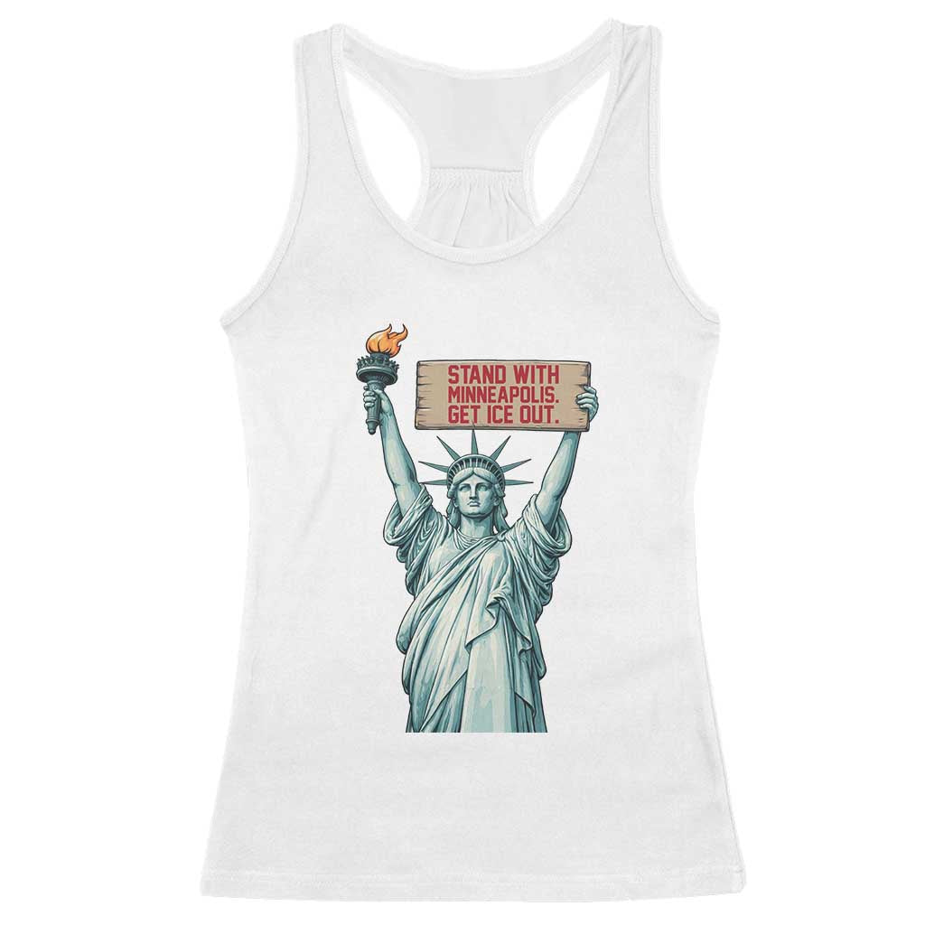 Stand With Minneapolis Racerback Tank Top Statue Of Liberty Torch Justice Support
