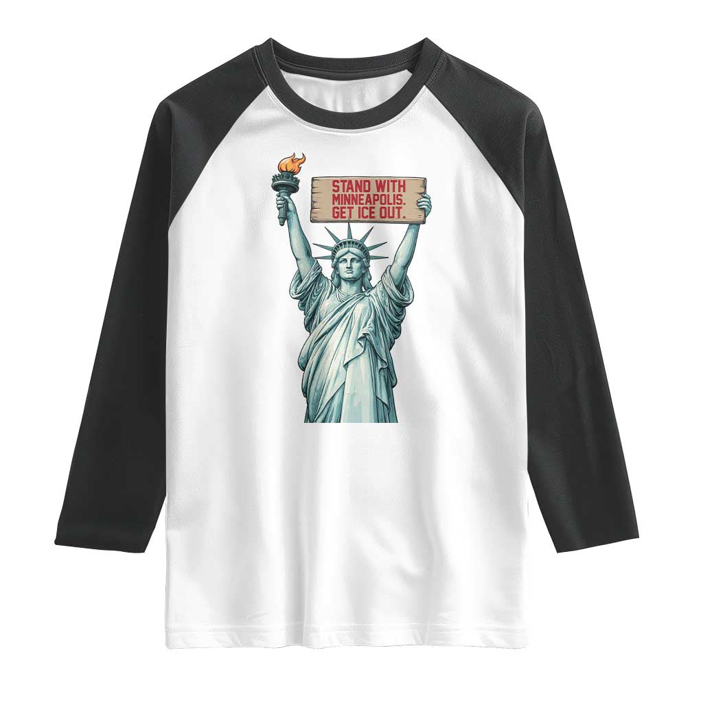 Stand With Minneapolis Raglan Shirt Statue Of Liberty Torch Justice Support