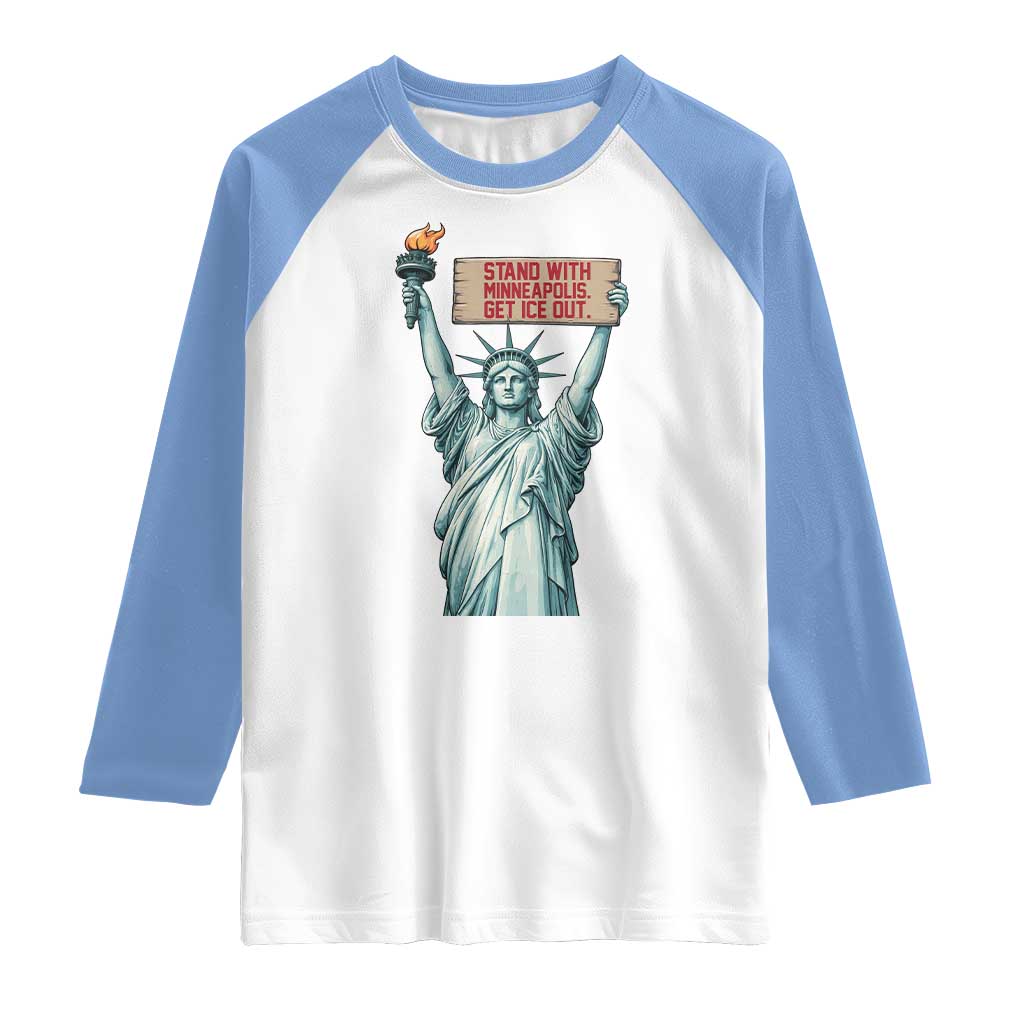 Stand With Minneapolis Raglan Shirt Statue Of Liberty Torch Justice Support