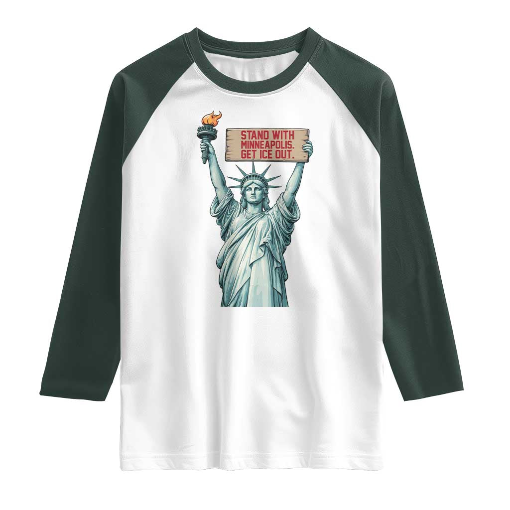 Stand With Minneapolis Raglan Shirt Statue Of Liberty Torch Justice Support