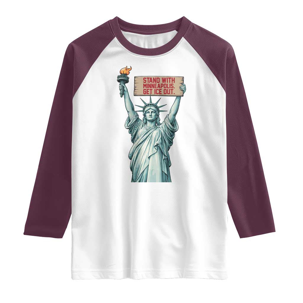 Stand With Minneapolis Raglan Shirt Statue Of Liberty Torch Justice Support