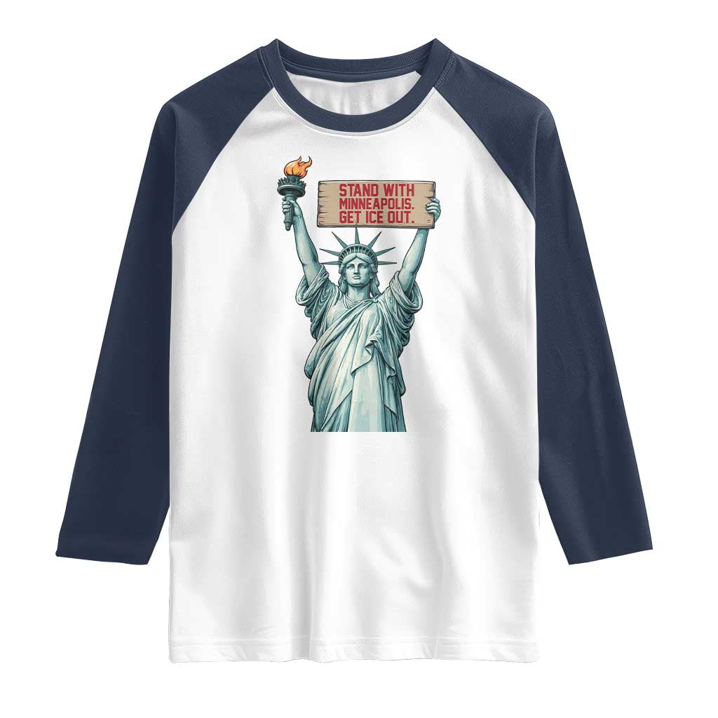 Stand With Minneapolis Raglan Shirt Statue Of Liberty Torch Justice Support