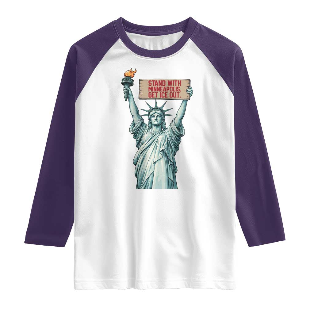Stand With Minneapolis Raglan Shirt Statue Of Liberty Torch Justice Support