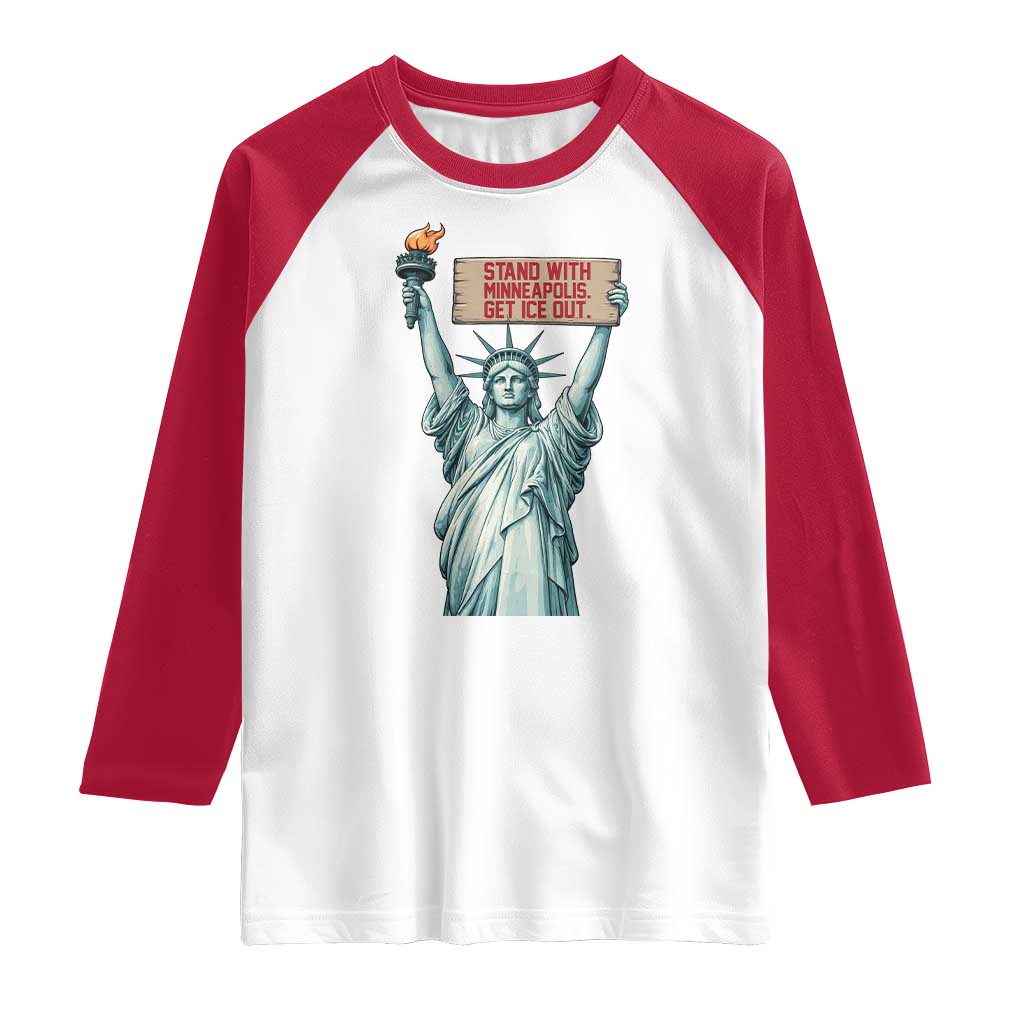 Stand With Minneapolis Raglan Shirt Statue Of Liberty Torch Justice Support