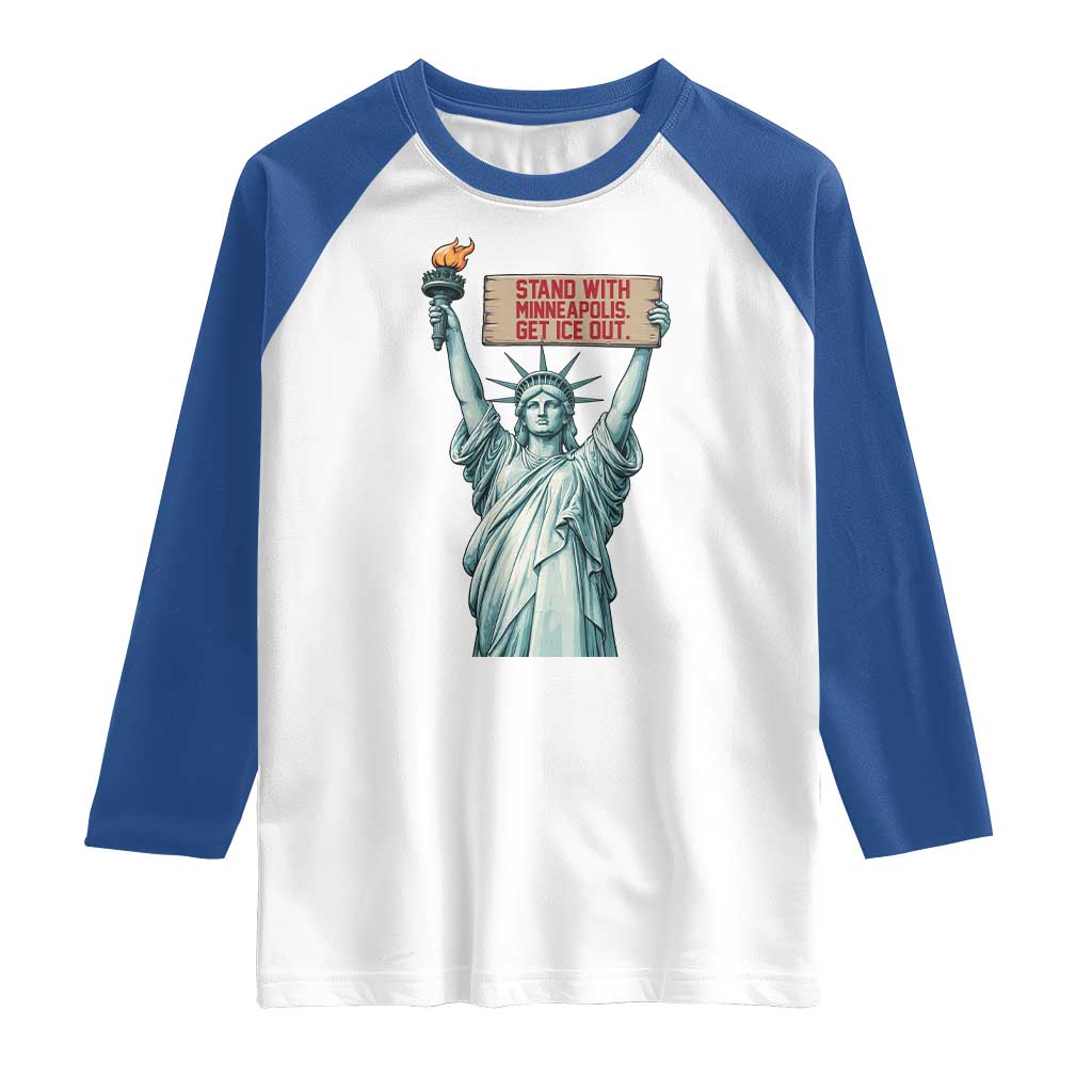Stand With Minneapolis Raglan Shirt Statue Of Liberty Torch Justice Support