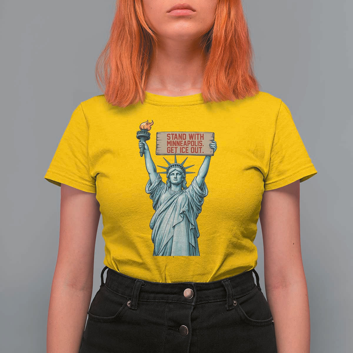 Stand With Minneapolis T Shirt For Women Statue Of Liberty Torch Justice Support