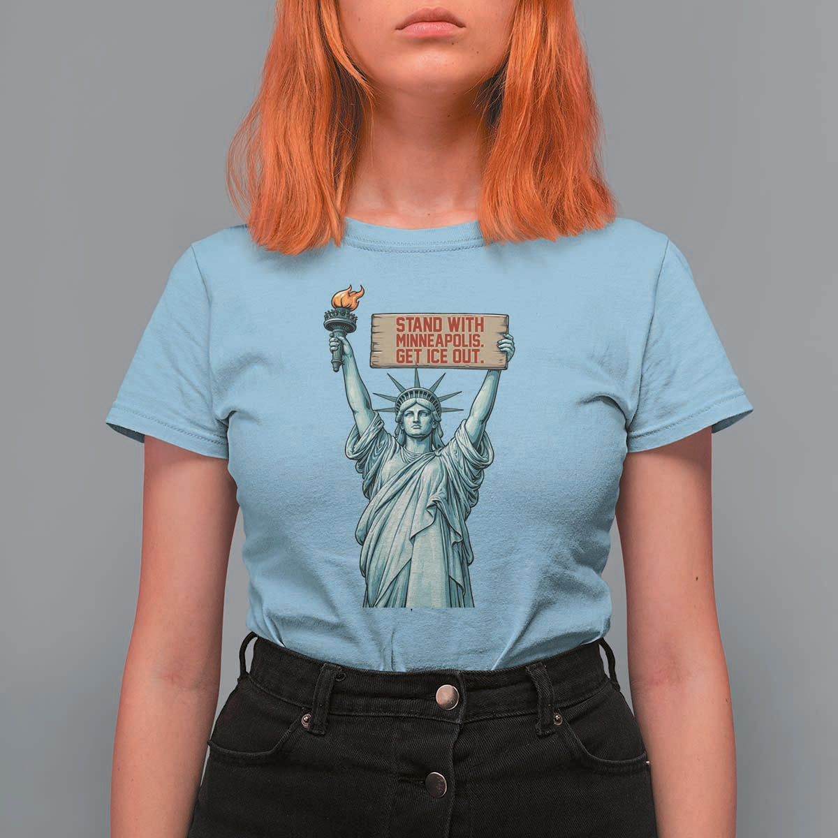 Stand With Minneapolis T Shirt For Women Statue Of Liberty Torch Justice Support