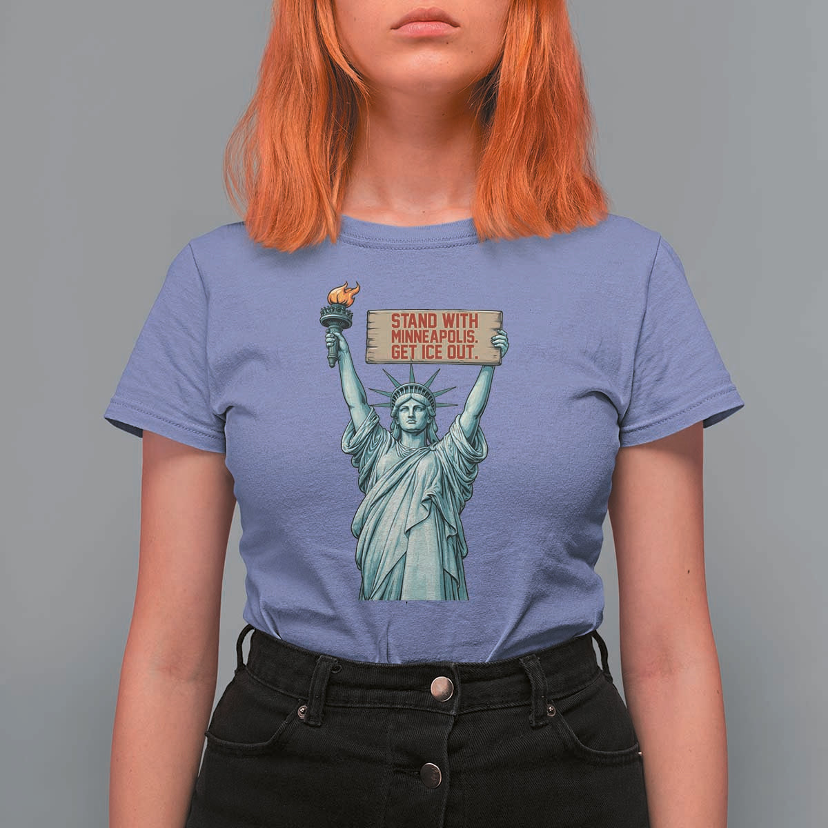 Stand With Minneapolis T Shirt For Women Statue Of Liberty Torch Justice Support