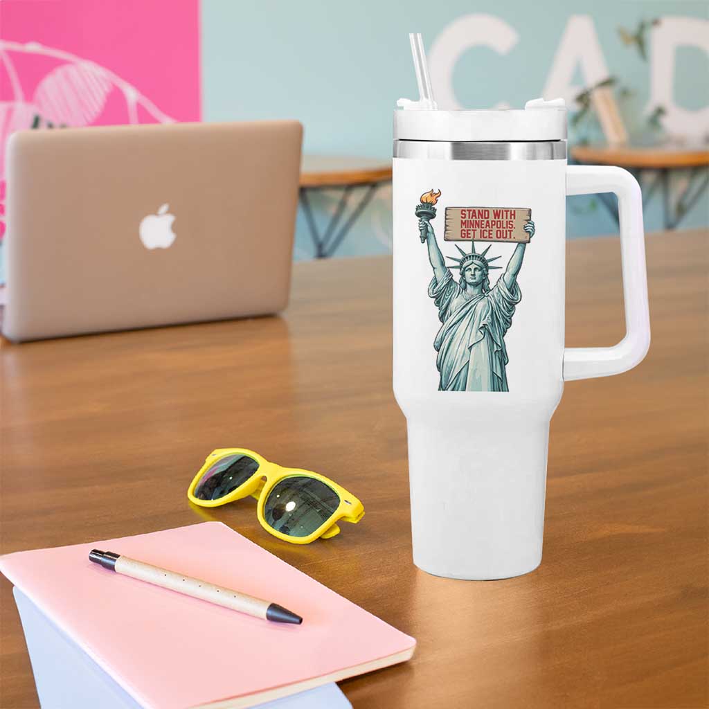 Stand With Minneapolis Tumbler With Handle Statue Of Liberty Torch Justice Support