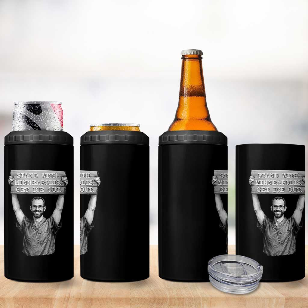 Stand With Minneapolis 4 in 1 Can Cooler Tumbler Alex Pretti Memorial ICU Nurse Support