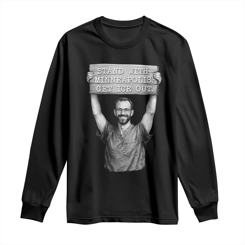 Stand With Minneapolis Long Sleeve Shirt Alex Pretti Memorial ICU Nurse Support