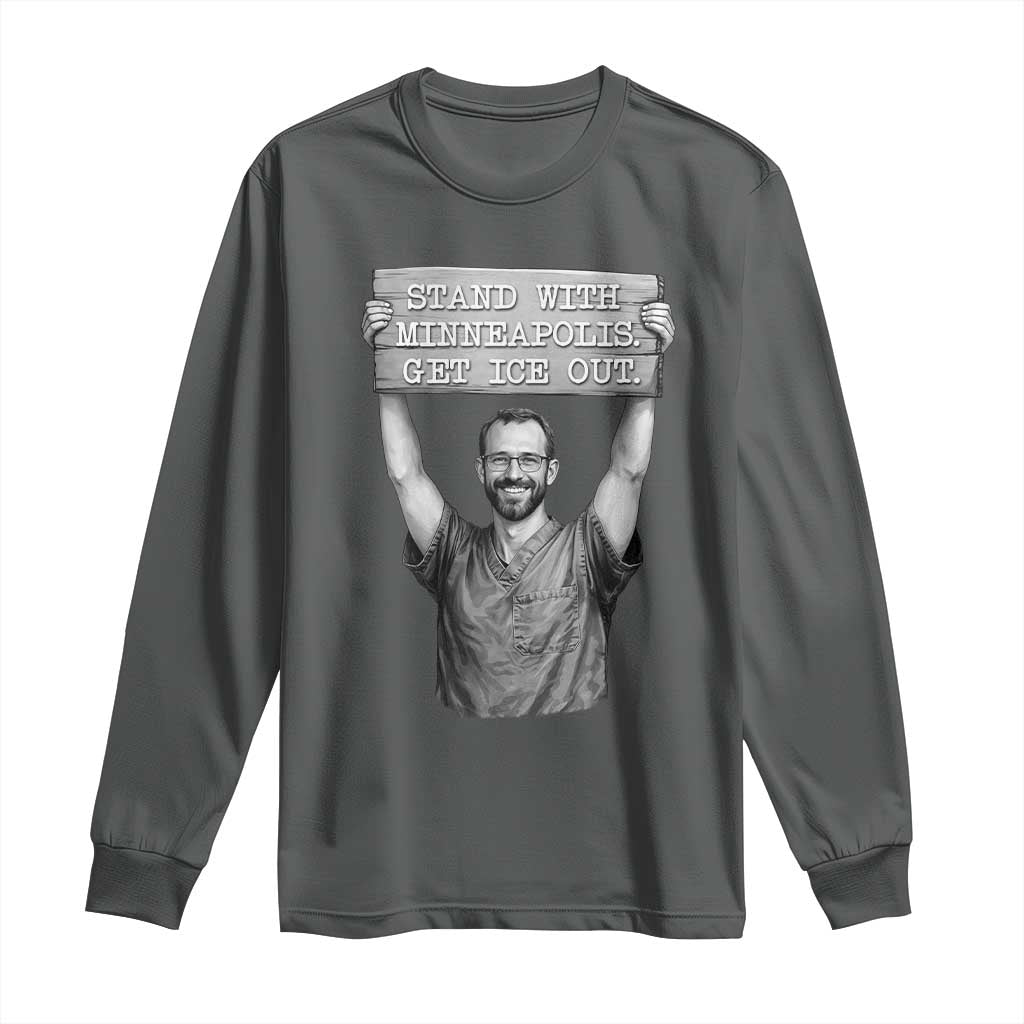 Stand With Minneapolis Long Sleeve Shirt Alex Pretti Memorial ICU Nurse Support