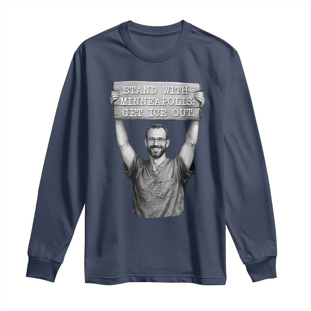Stand With Minneapolis Long Sleeve Shirt Alex Pretti Memorial ICU Nurse Support