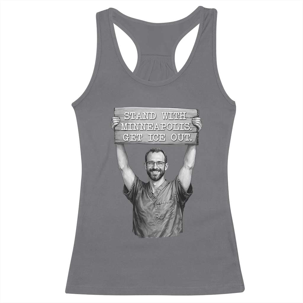 Stand With Minneapolis Racerback Tank Top Alex Pretti Memorial ICU Nurse Support