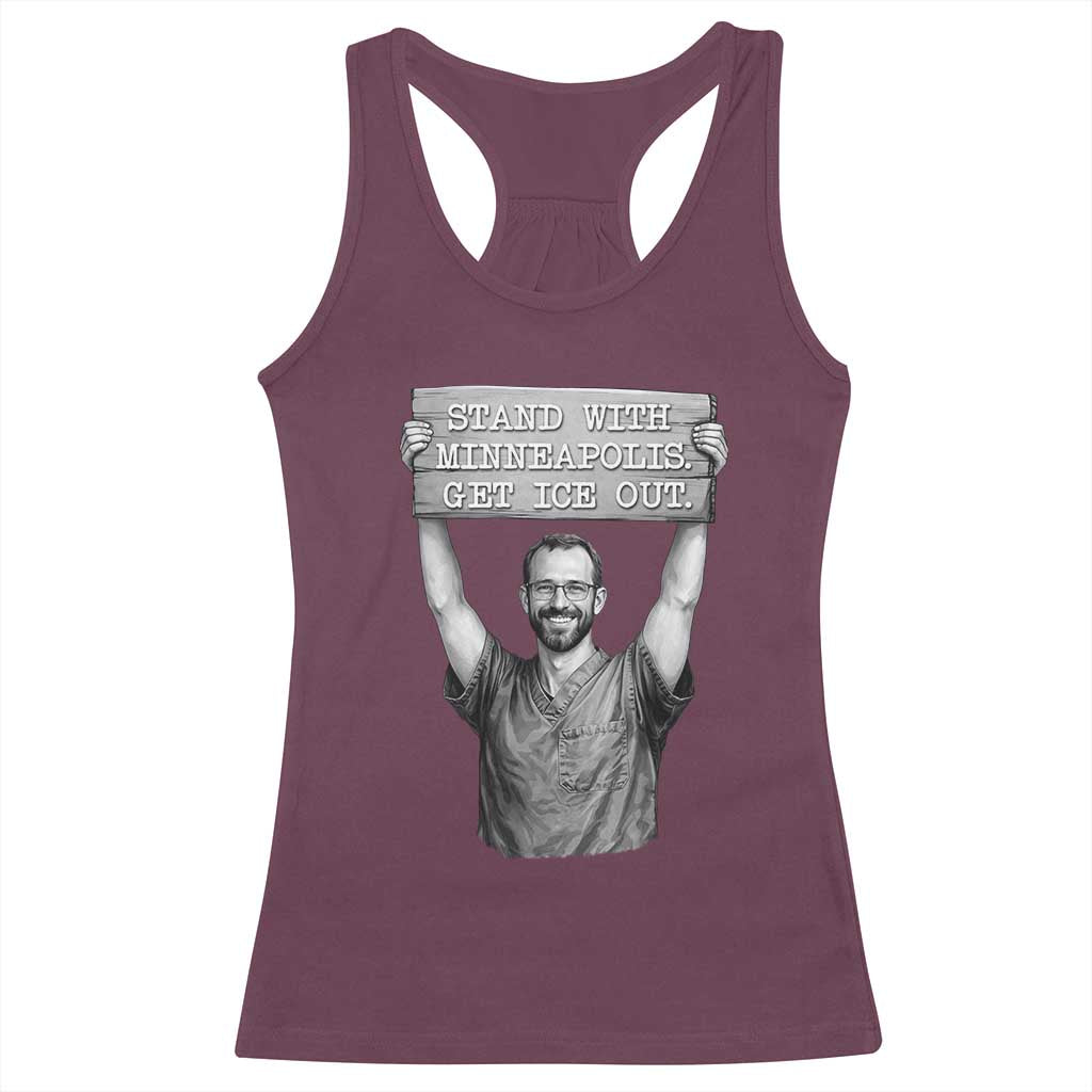 Stand With Minneapolis Racerback Tank Top Alex Pretti Memorial ICU Nurse Support