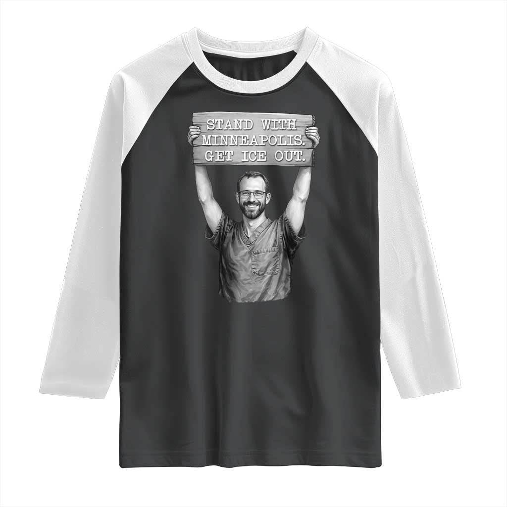 Stand With Minneapolis Raglan Shirt Alex Pretti Memorial ICU Nurse Support