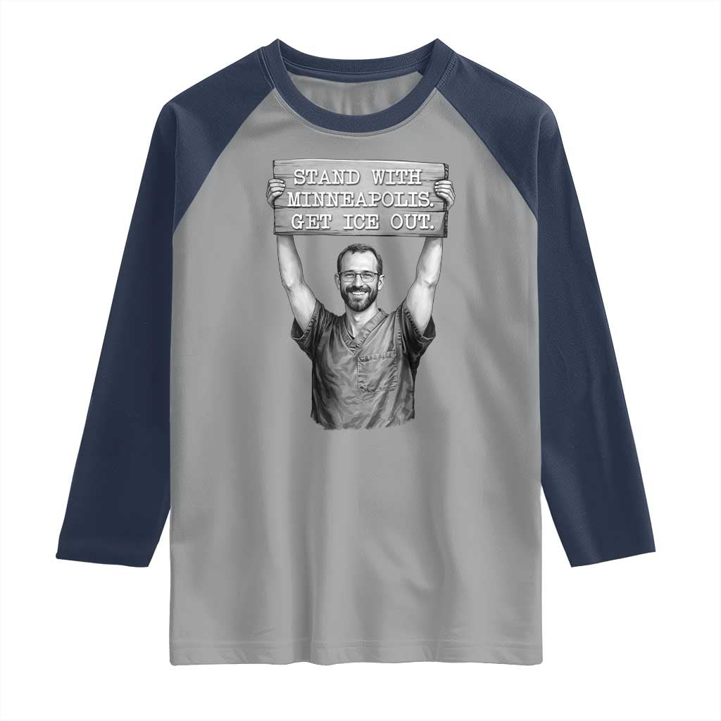 Stand With Minneapolis Raglan Shirt Alex Pretti Memorial ICU Nurse Support