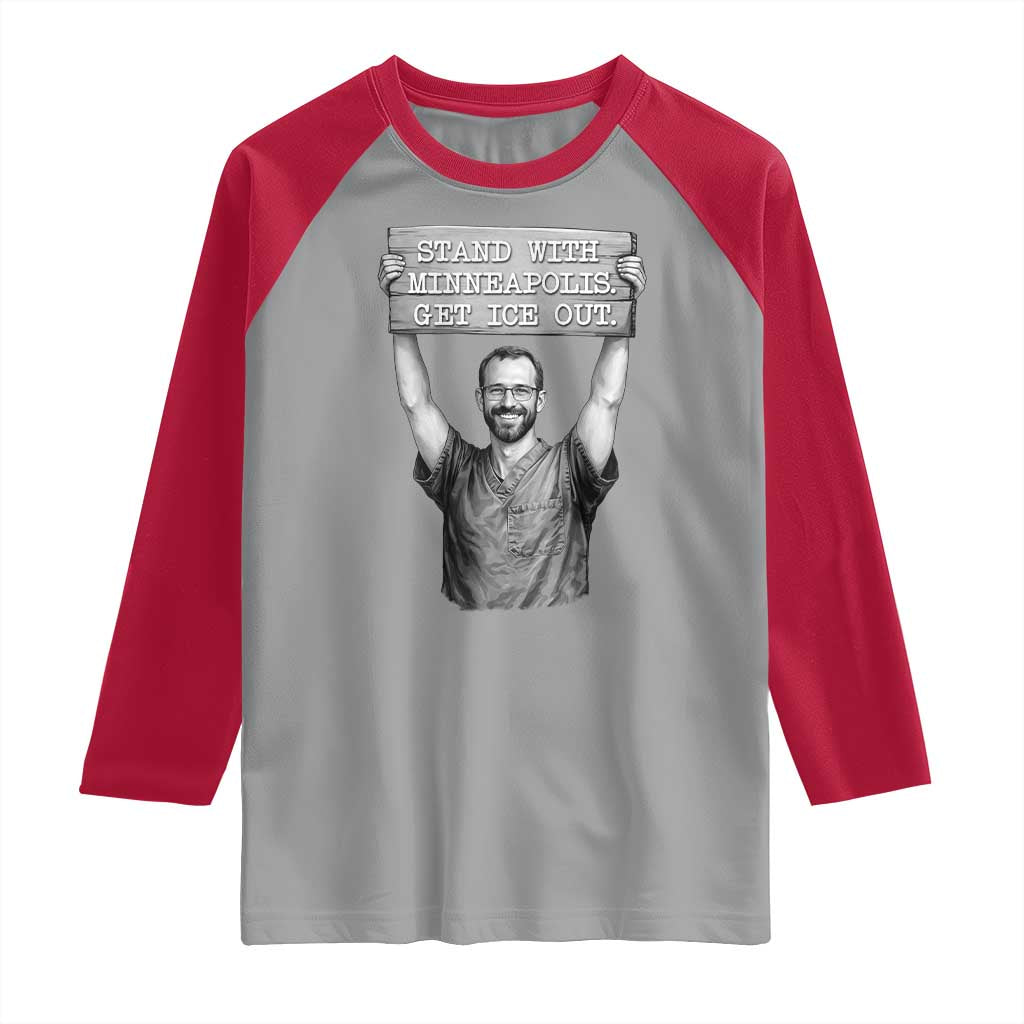 Stand With Minneapolis Raglan Shirt Alex Pretti Memorial ICU Nurse Support
