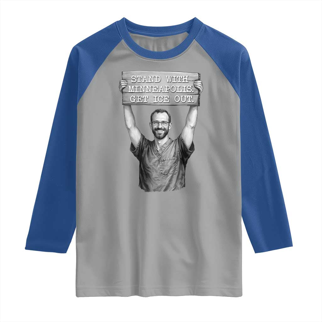 Stand With Minneapolis Raglan Shirt Alex Pretti Memorial ICU Nurse Support