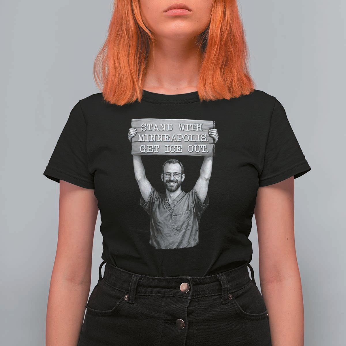 Stand With Minneapolis T Shirt For Women Alex Pretti Memorial ICU Nurse Support