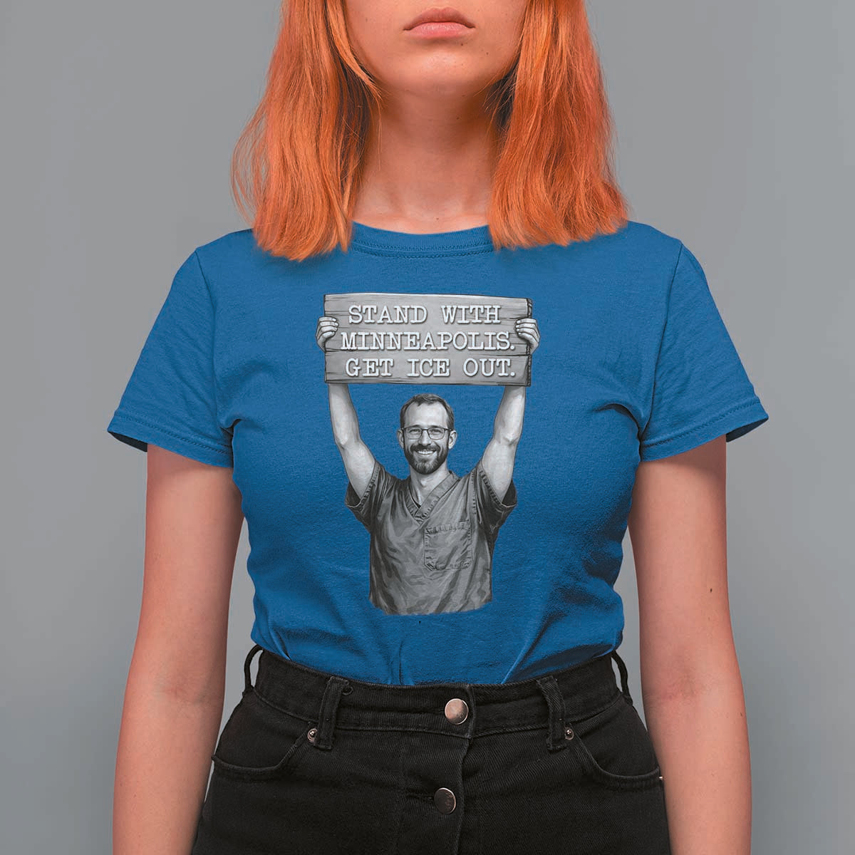 Stand With Minneapolis T Shirt For Women Alex Pretti Memorial ICU Nurse Support