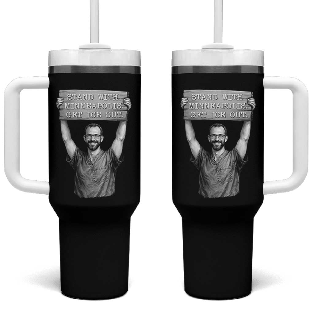 Stand With Minneapolis Tumbler With Handle Alex Pretti Memorial ICU Nurse Support