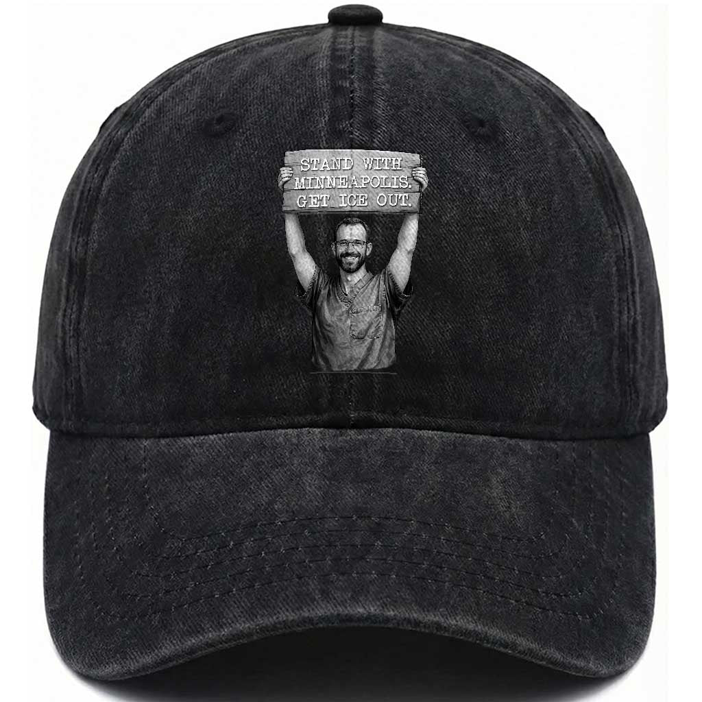Stand With Minneapolis Washed Cotton Baseball Cap Alex Pretti Memorial ICU Nurse Support