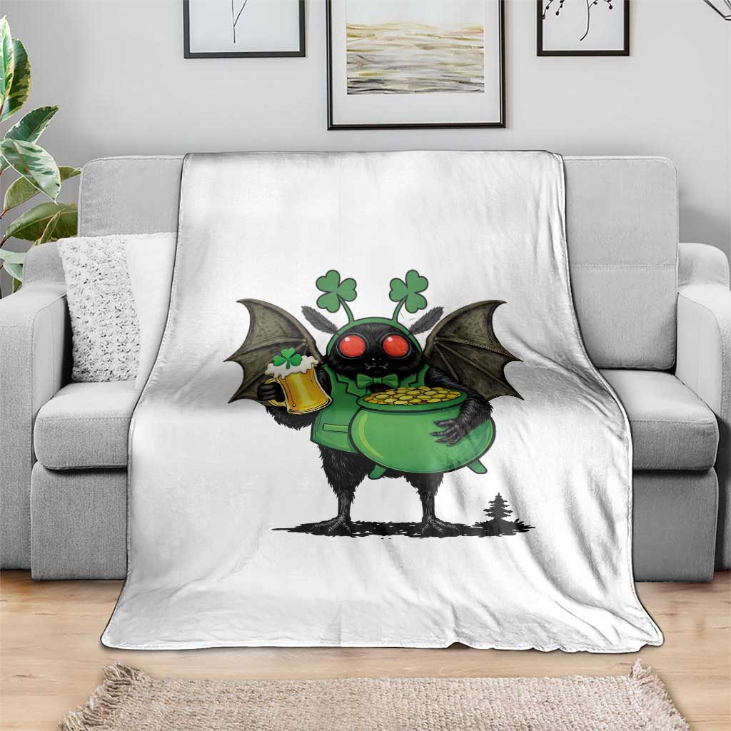 Funny Mothman Throw Blanket St Patricks Day Cryptid Gift