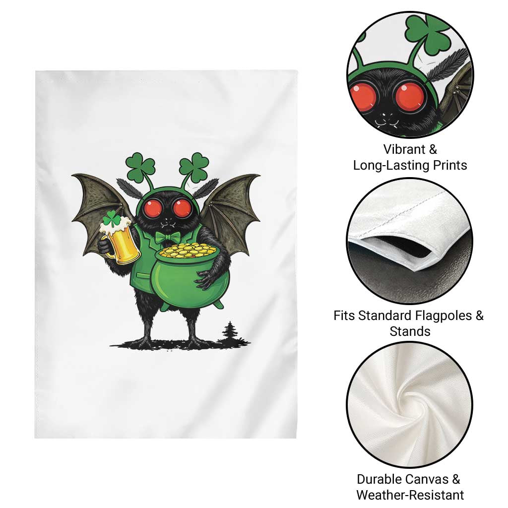 Funny Mothman Garden Flag St Patricks Day Cryptid Gift