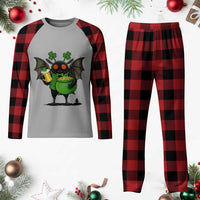 Funny Mothman Plaid Pajama Set St Patricks Day Cryptid Gift