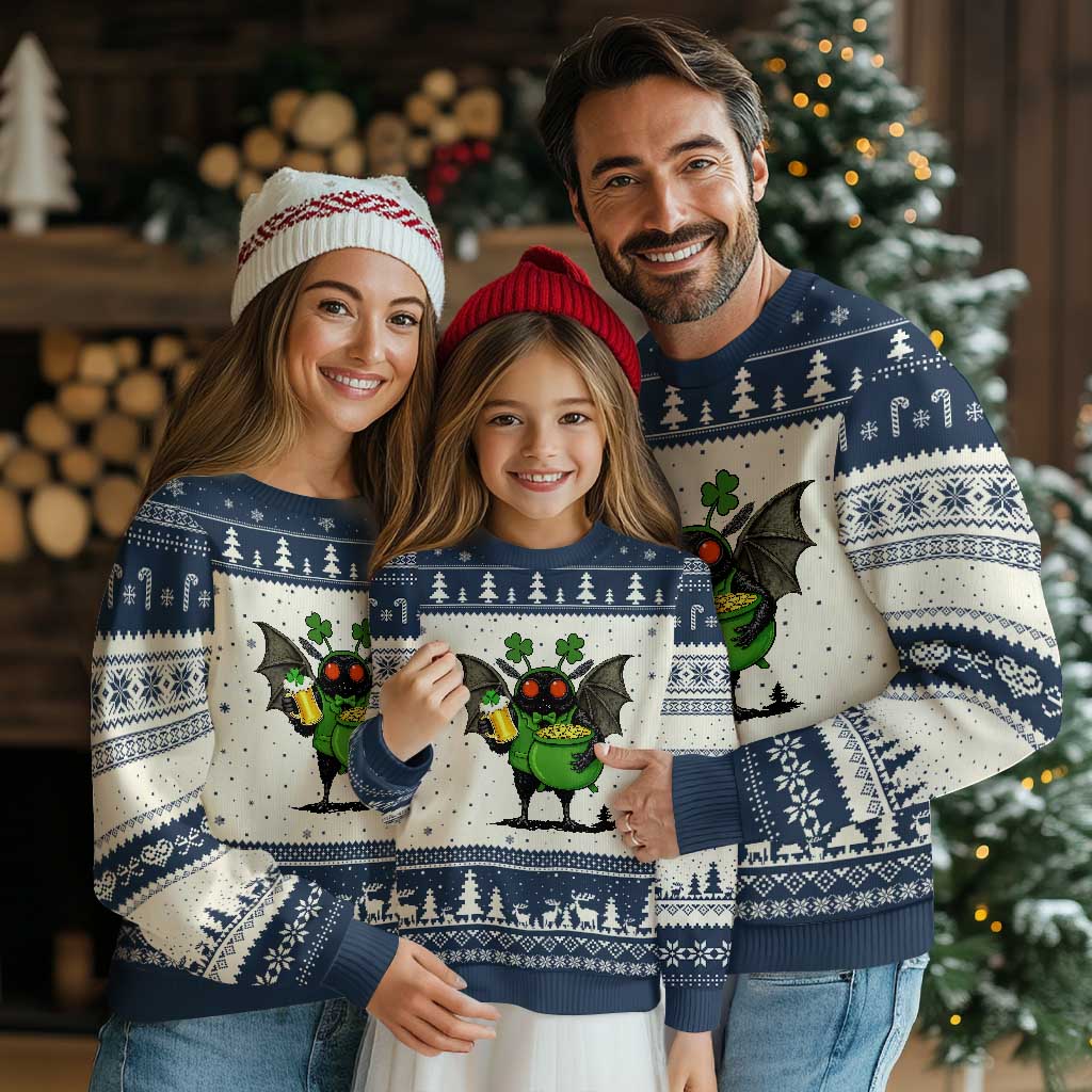 Funny Mothman Ugly Christmas Sweater St Patricks Day Cryptid Gift