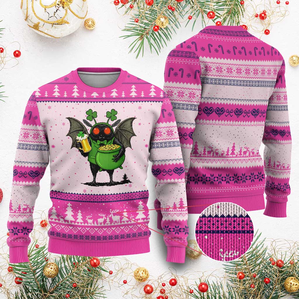 Funny Mothman Ugly Christmas Sweater St Patricks Day Cryptid Gift