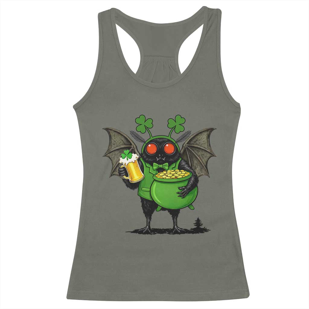 Funny Mothman Racerback Tank Top St Patricks Day Cryptid Gift